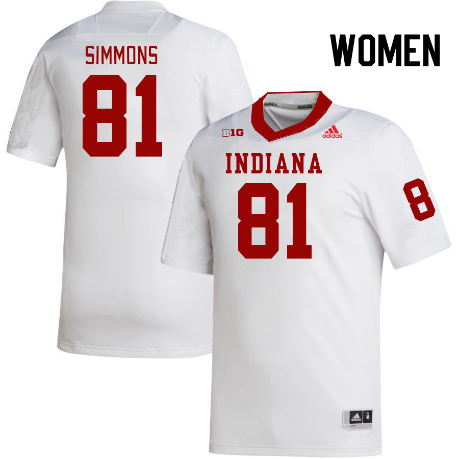 Women #81 Brady Simmons Indiana Hoosiers College Football Jerseys Stitched-White